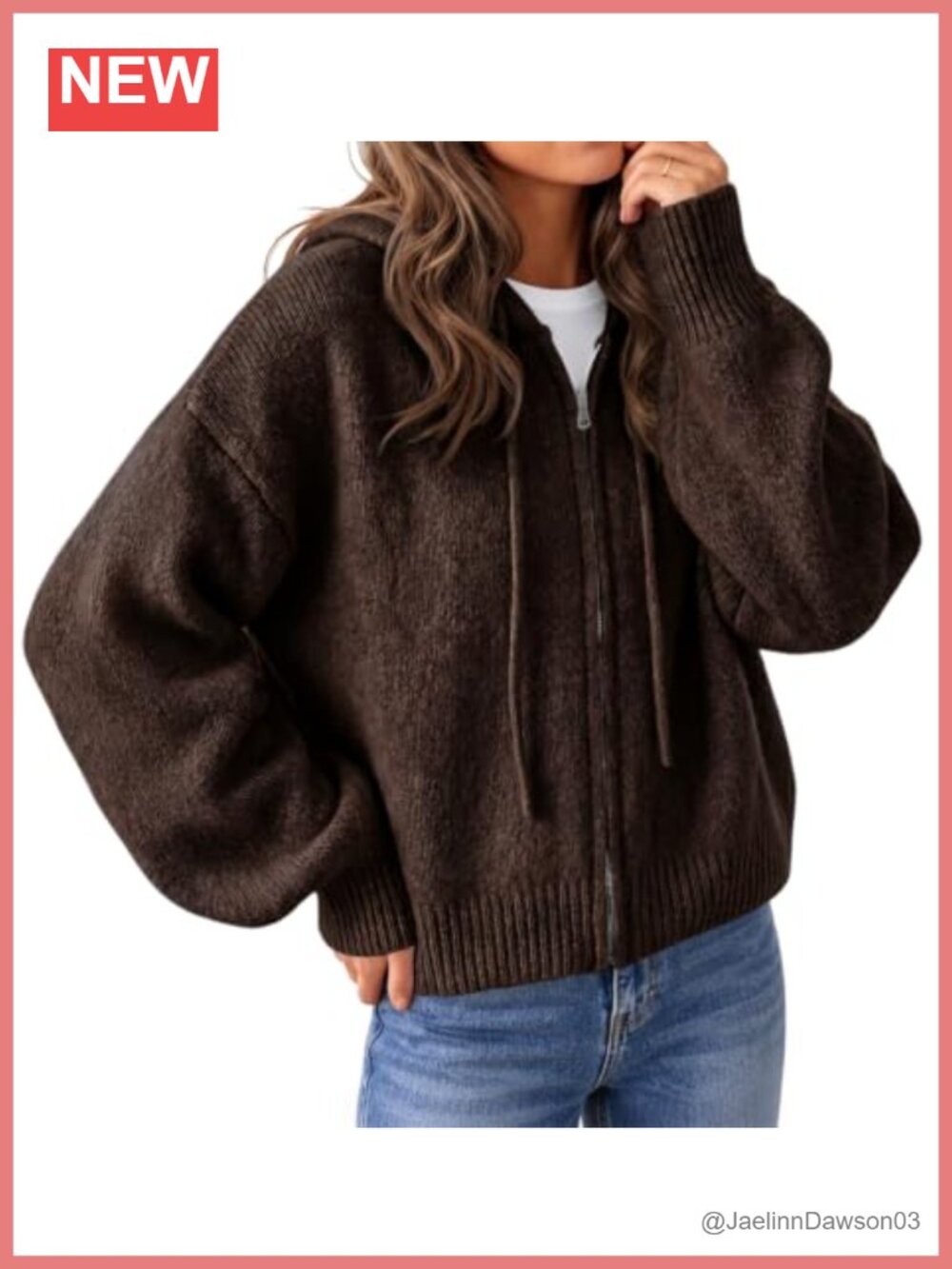 Womens Zip Up Hooded Cardigan Sweater Knit Jacket